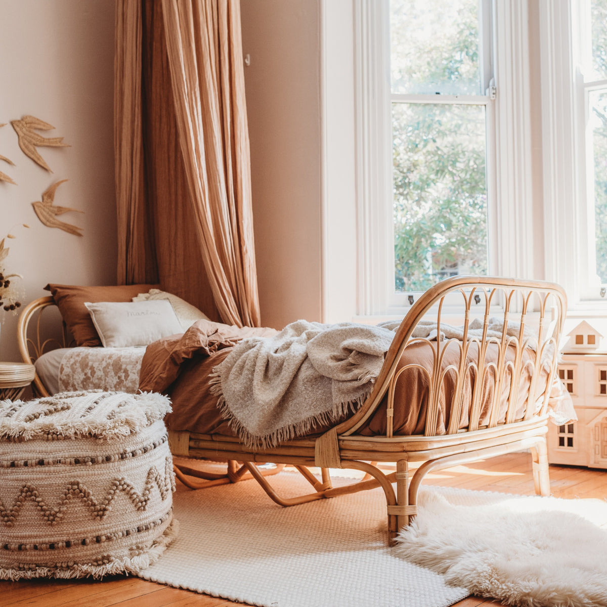 Luna Rattan Toddler Bed Frame - Harvest Design Living
