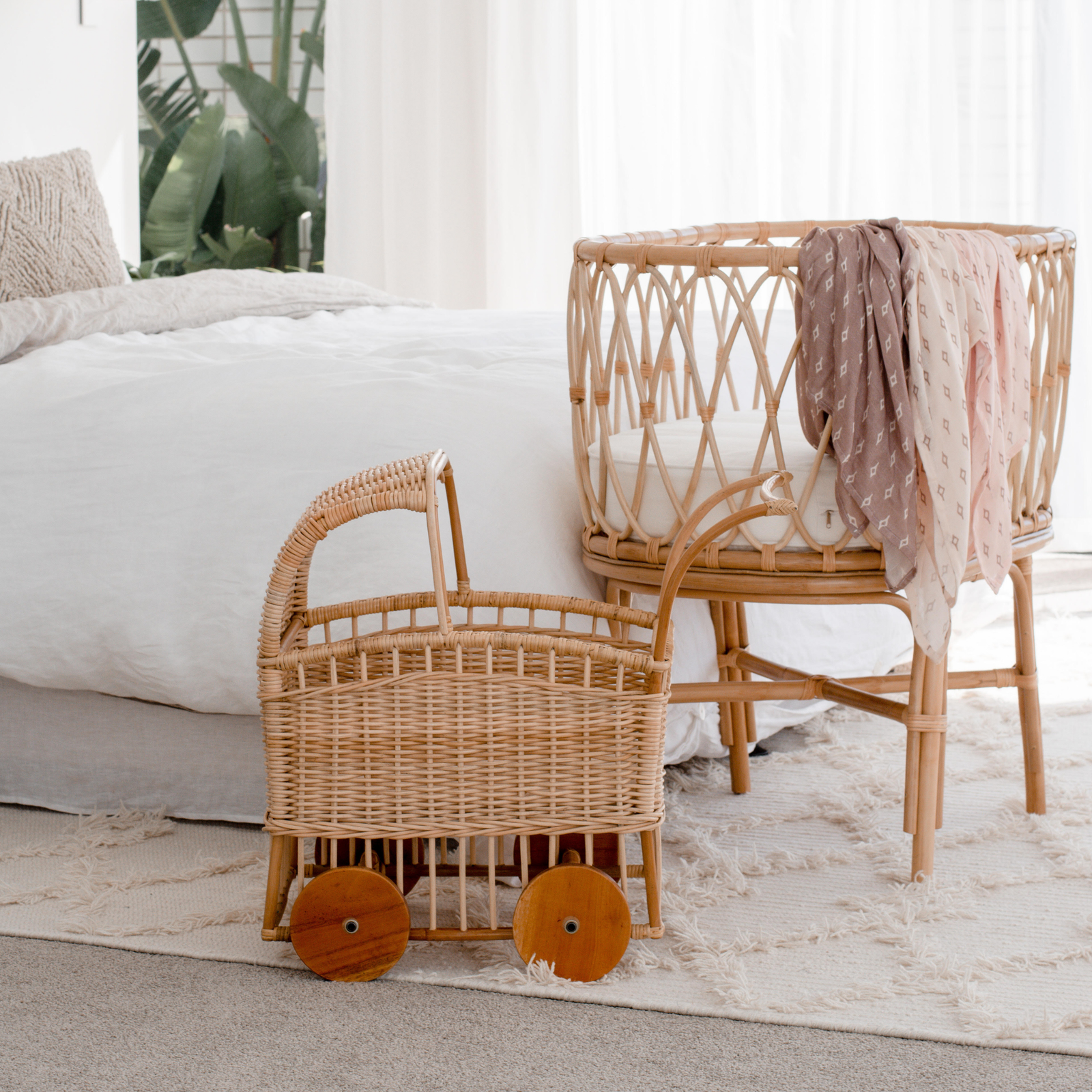 Daisy Rattan Doll Pram - Harvest Design Living