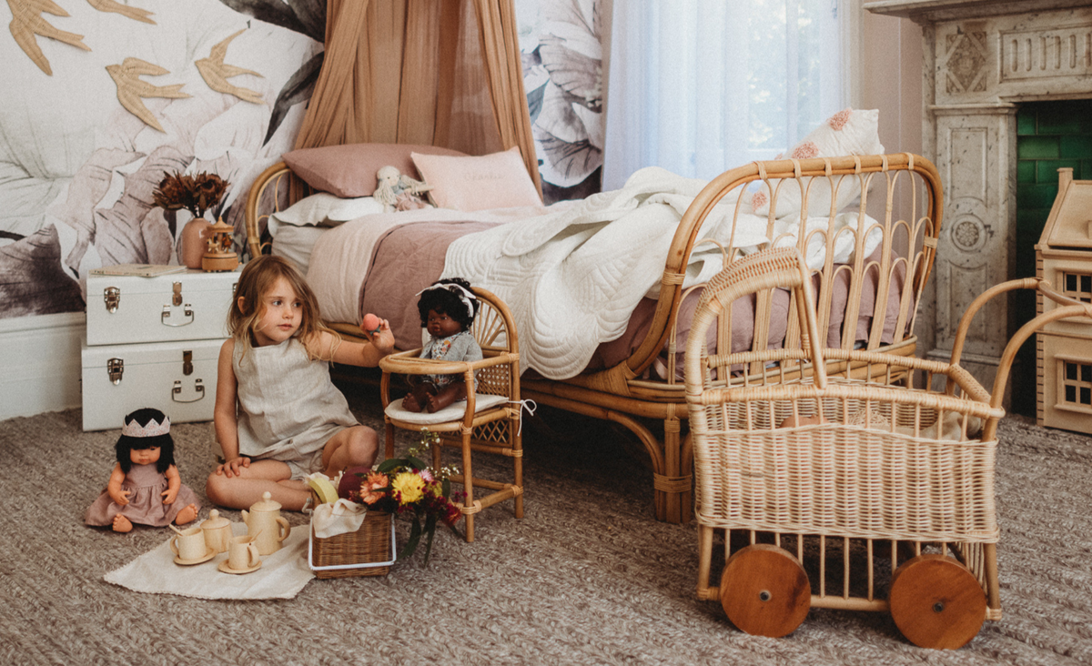 Daisy Rattan Doll Pram - Harvest Design Living