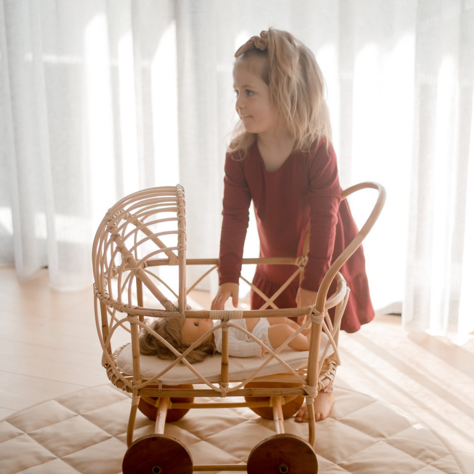 Lilli Rattan Doll Pram - Harvest Design Living
