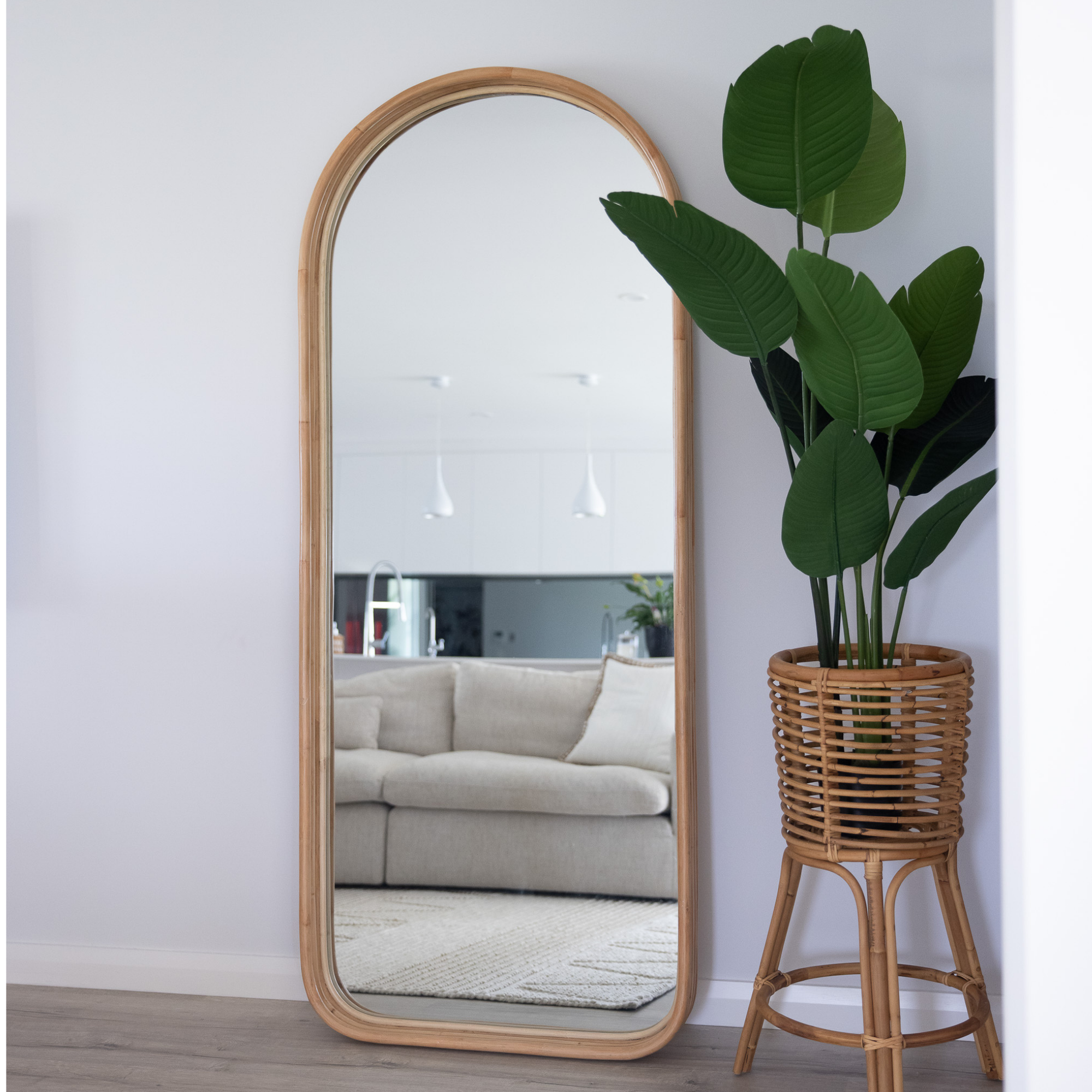 Zali Rattan Arch Floor Mirror - Harvest Design Living