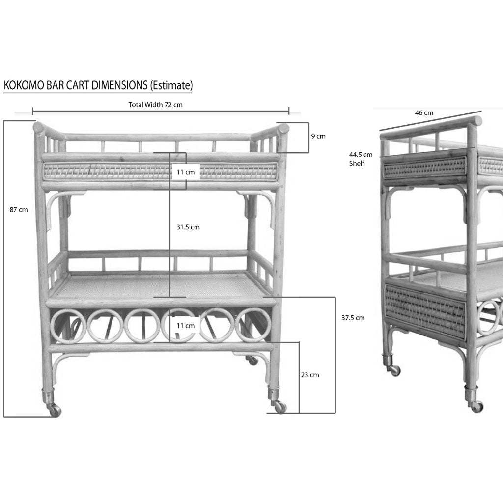 Kokomo Rattan Bar Cart Harvest Design Living